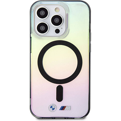 Apple iPhone 15 Pro Max Uyumlu Kılıf BMW Magsafe Şarj Özellikli Transparan Renk Geçişli Iridescent Orjinal Lisanslı Kapak