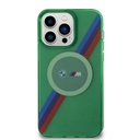 Apple iPhone 15 Pro Uyumlu Kılıf BMW Magsafe Şarj Özellikli Transparan Tricolor Stripes Orjinal Lisanslı Kapak