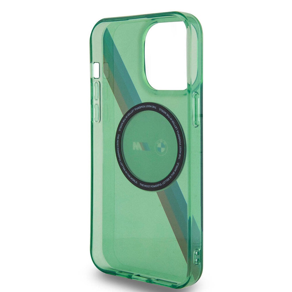 Apple iPhone 15 Pro Uyumlu Kılıf BMW Magsafe Şarj Özellikli Transparan Tricolor Stripes Orjinal Lisanslı Kapak