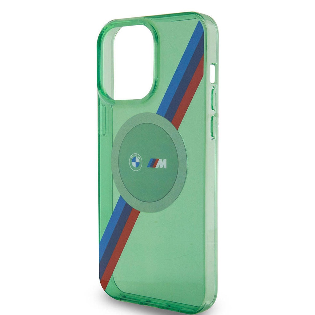Apple iPhone 15 Pro Uyumlu Kılıf BMW Magsafe Şarj Özellikli Transparan Tricolor Stripes Orjinal Lisanslı Kapak