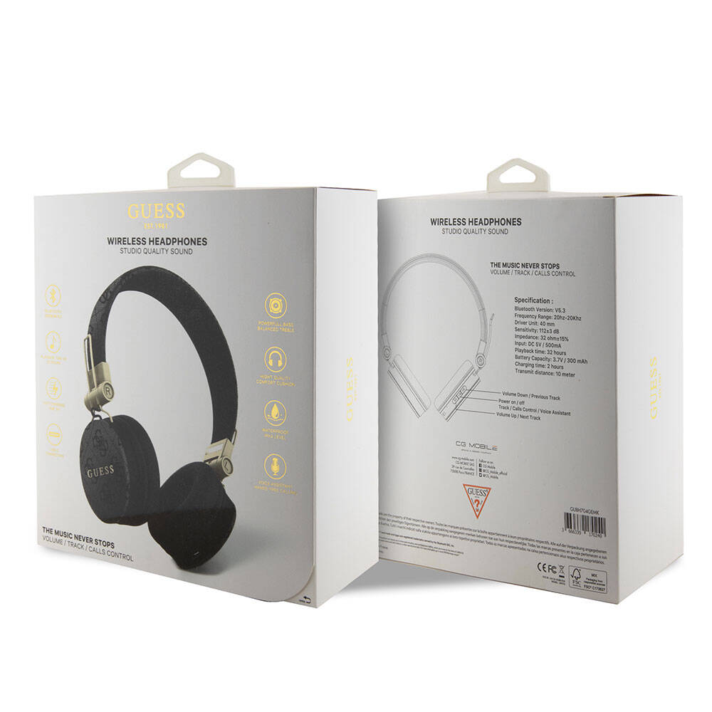 Guess Orjinal Lisanslı 4G Metal Logo PU Deri Ayarlanabilir Kulak Üstü Bluetooth Kulaklık - 3