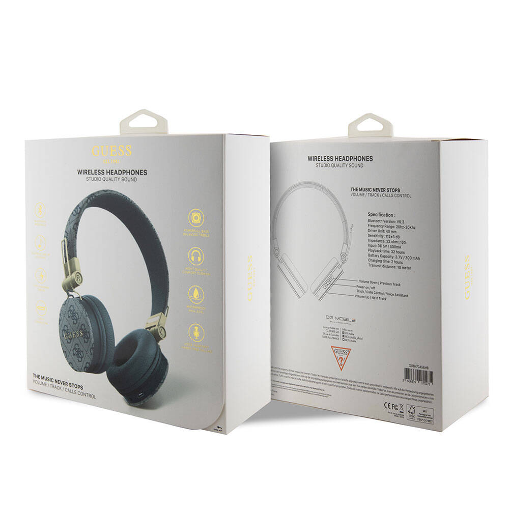 Guess Orjinal Lisanslı 4G Metal Logo PU Deri Ayarlanabilir Kulak Üstü Bluetooth Kulaklık - 6