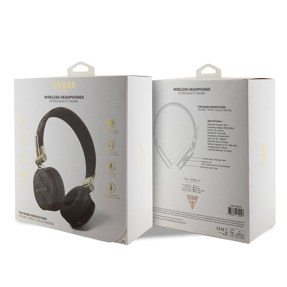 Guess Orjinal Lisanslı 4G Metal Logo PU Deri Ayarlanabilir Kulak Üstü Bluetooth Kulaklık - 9