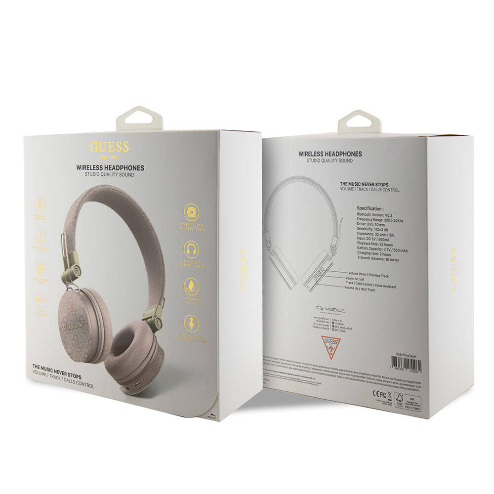 Guess Orjinal Lisanslı 4G Metal Logo PU Deri Ayarlanabilir Kulak Üstü Bluetooth Kulaklık - 12