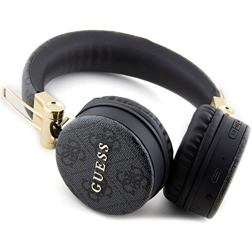 Guess Orjinal Lisanslı 4G Metal Logo PU Deri Ayarlanabilir Kulak Üstü Bluetooth Kulaklık