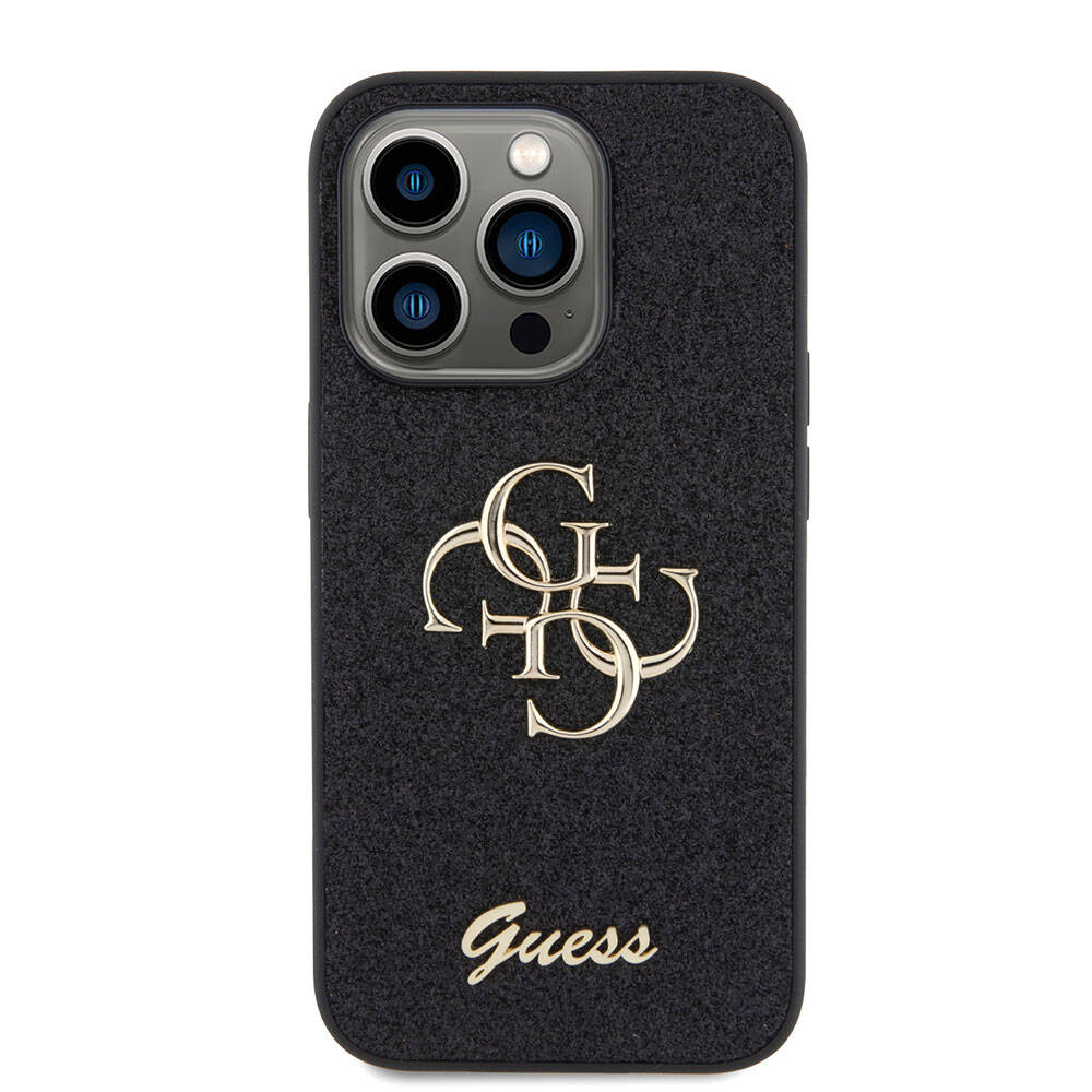 Apple iPhone 15 Pro Uyumlu Kılıf Guess Orjinal Lisanslı 4G Büyük Metal Logolu Glitter Kapak - 3