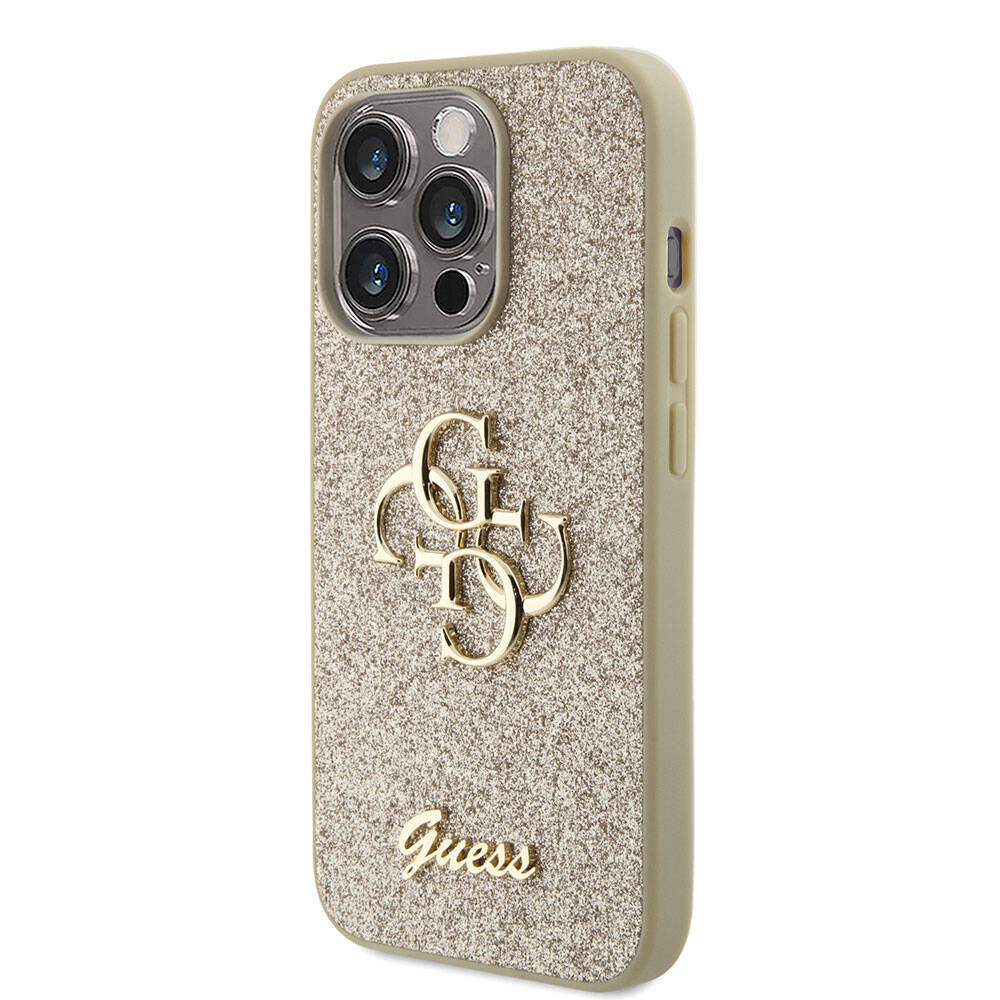 Apple iPhone 15 Pro Uyumlu Kılıf Guess Orjinal Lisanslı 4G Büyük Metal Logolu Glitter Kapak - 9