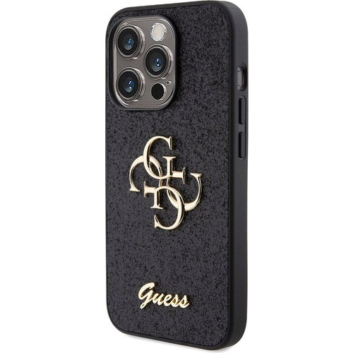 Apple iPhone 15 Pro Uyumlu Kılıf Guess Orjinal Lisanslı 4G Büyük Metal Logolu Glitter Kapak