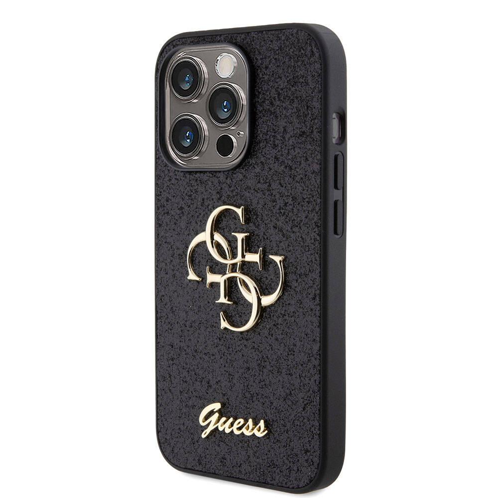 Apple iPhone 15 Pro Max Uyumlu Kılıf Guess Orjinal Lisanslı 4G Büyük Metal Logolu Glitter Kapak - 1