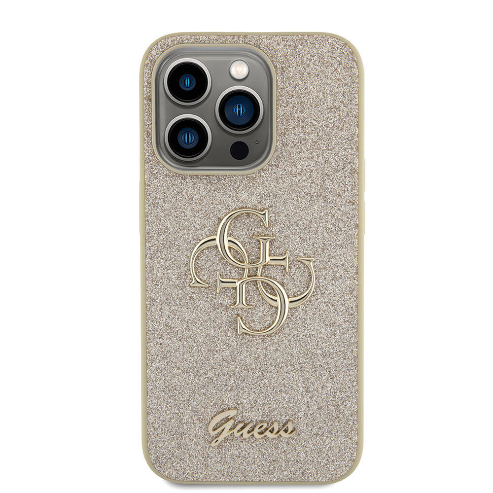 Apple iPhone 15 Pro Max Uyumlu Kılıf Guess Orjinal Lisanslı 4G Büyük Metal Logolu Glitter Kapak - 9