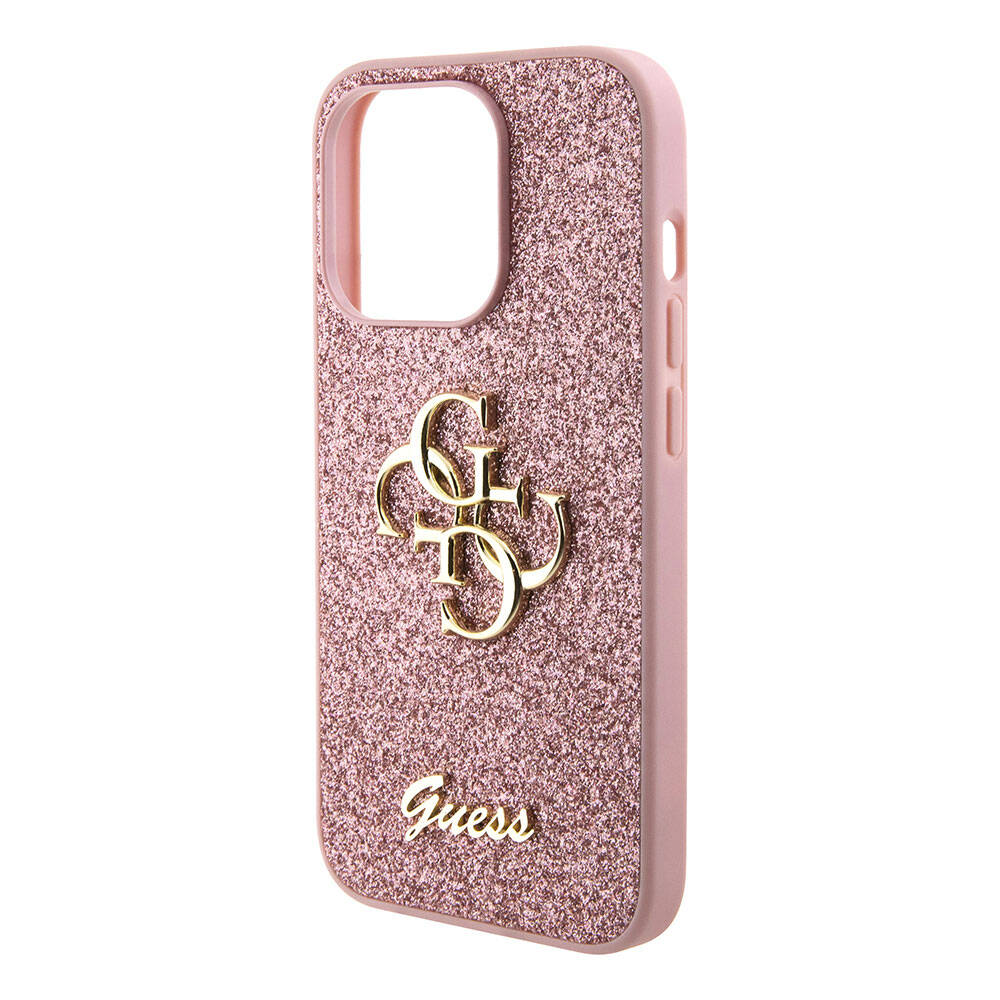 Apple iPhone 15 Pro Max Uyumlu Kılıf Guess Orjinal Lisanslı 4G Büyük Metal Logolu Glitter Kapak - 18