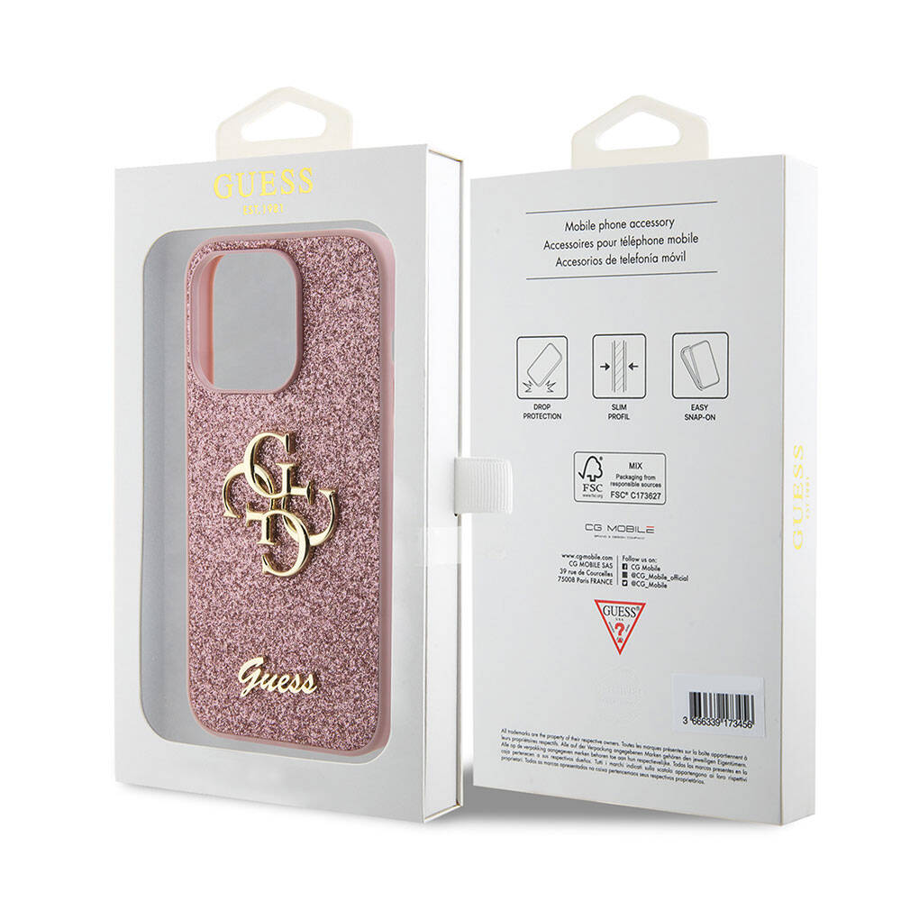 Apple iPhone 15 Pro Max Uyumlu Kılıf Guess Orjinal Lisanslı 4G Büyük Metal Logolu Glitter Kapak - 20