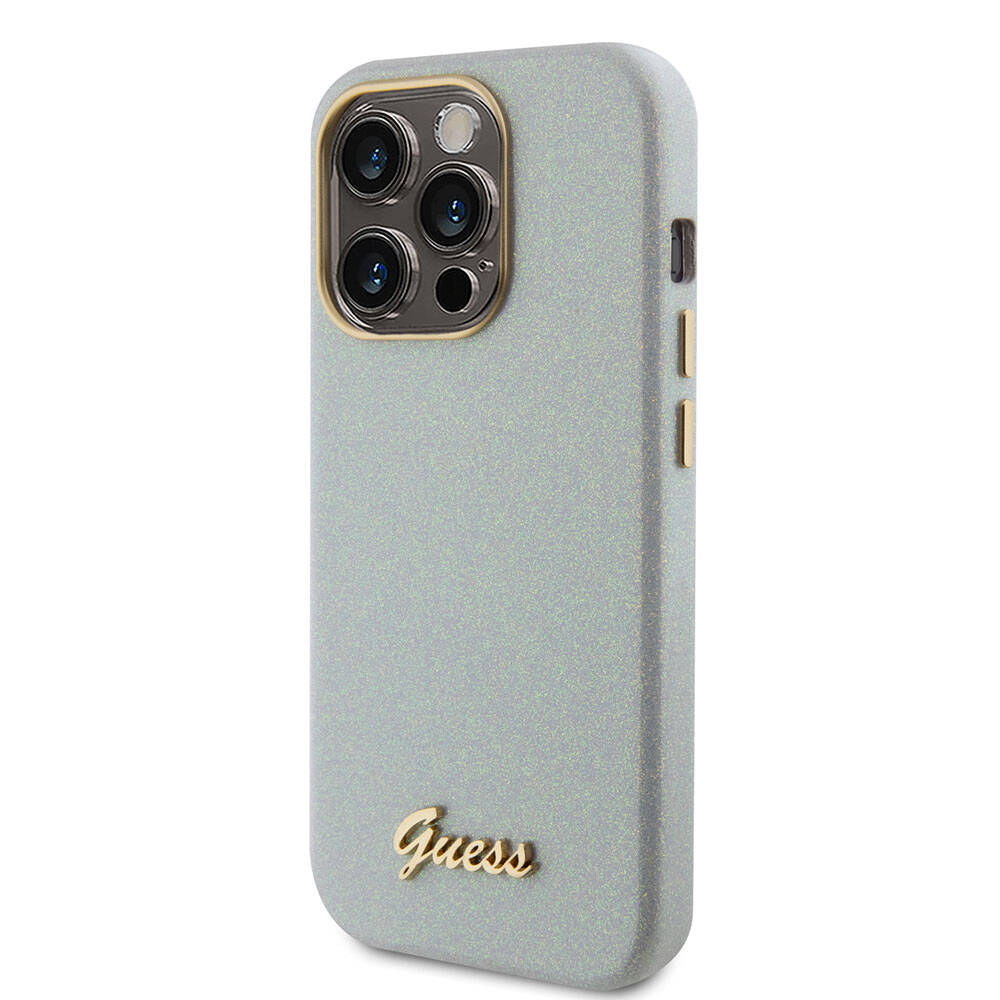 Apple iPhone 15 Pro Uyumlu Kılıf Guess Orjinal Lisanslı Yazı Logolu Glitter Glossy Script Kapak - 1