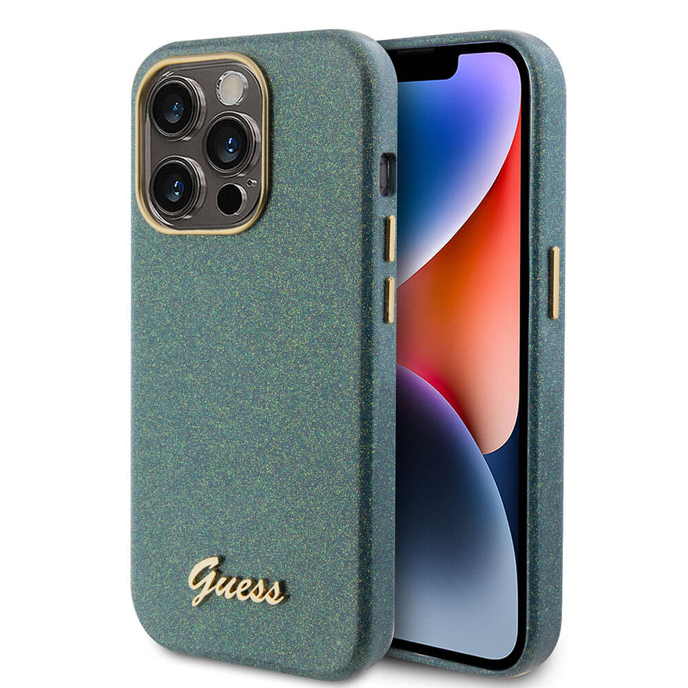 Apple iPhone 15 Pro Uyumlu Kılıf Guess Orjinal Lisanslı Yazı Logolu Glitter Glossy Script Kapak - 7
