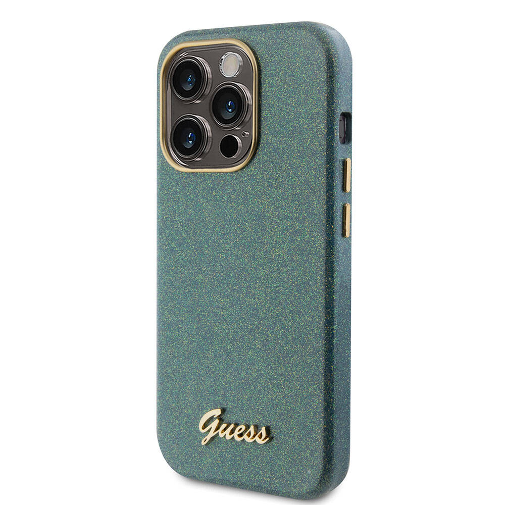 Apple iPhone 15 Pro Uyumlu Kılıf Guess Orjinal Lisanslı Yazı Logolu Glitter Glossy Script Kapak - 8