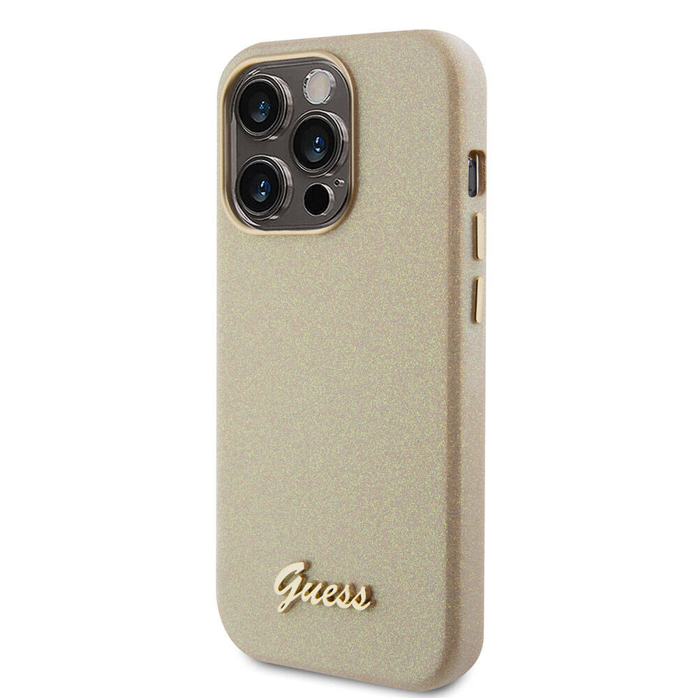 Apple iPhone 15 Pro Uyumlu Kılıf Guess Orjinal Lisanslı Yazı Logolu Glitter Glossy Script Kapak - 14