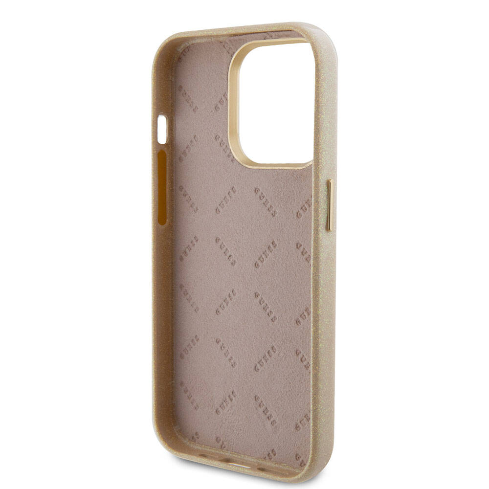 Apple iPhone 15 Pro Uyumlu Kılıf Guess Orjinal Lisanslı Yazı Logolu Glitter Glossy Script Kapak - 18