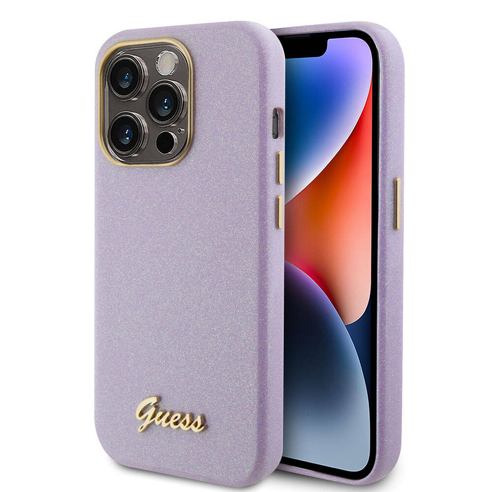 Apple iPhone 15 Pro Uyumlu Kılıf Guess Orjinal Lisanslı Yazı Logolu Glitter Glossy Script Kapak - 20