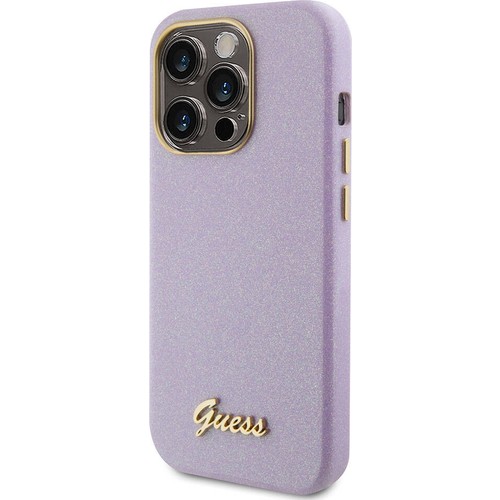 Apple iPhone 15 Pro Uyumlu Kılıf Guess Orjinal Lisanslı Yazı Logolu Glitter Glossy Script Kapak