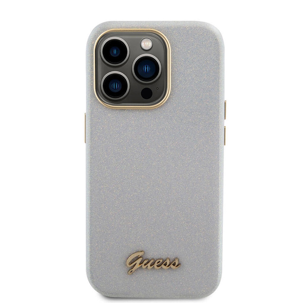 Apple iPhone 15 Pro Uyumlu Kılıf Guess Orjinal Lisanslı Yazı Logolu Glitter Glossy Script Kapak
