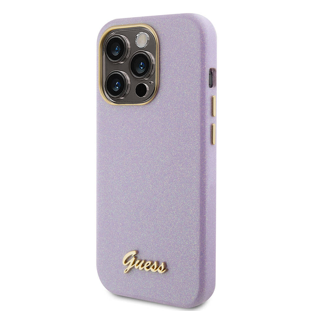 Apple iPhone 15 Pro Max Uyumlu Kılıf Guess Orjinal Lisanslı Yazı Logolu Glitter Glossy Script Kapak - 1