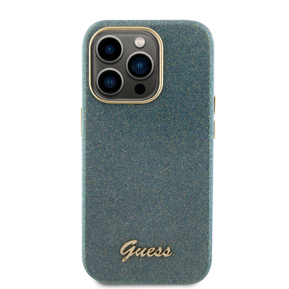 Apple iPhone 15 Pro Max Uyumlu Kılıf Guess Orjinal Lisanslı Yazı Logolu Glitter Glossy Script Kapak - 16