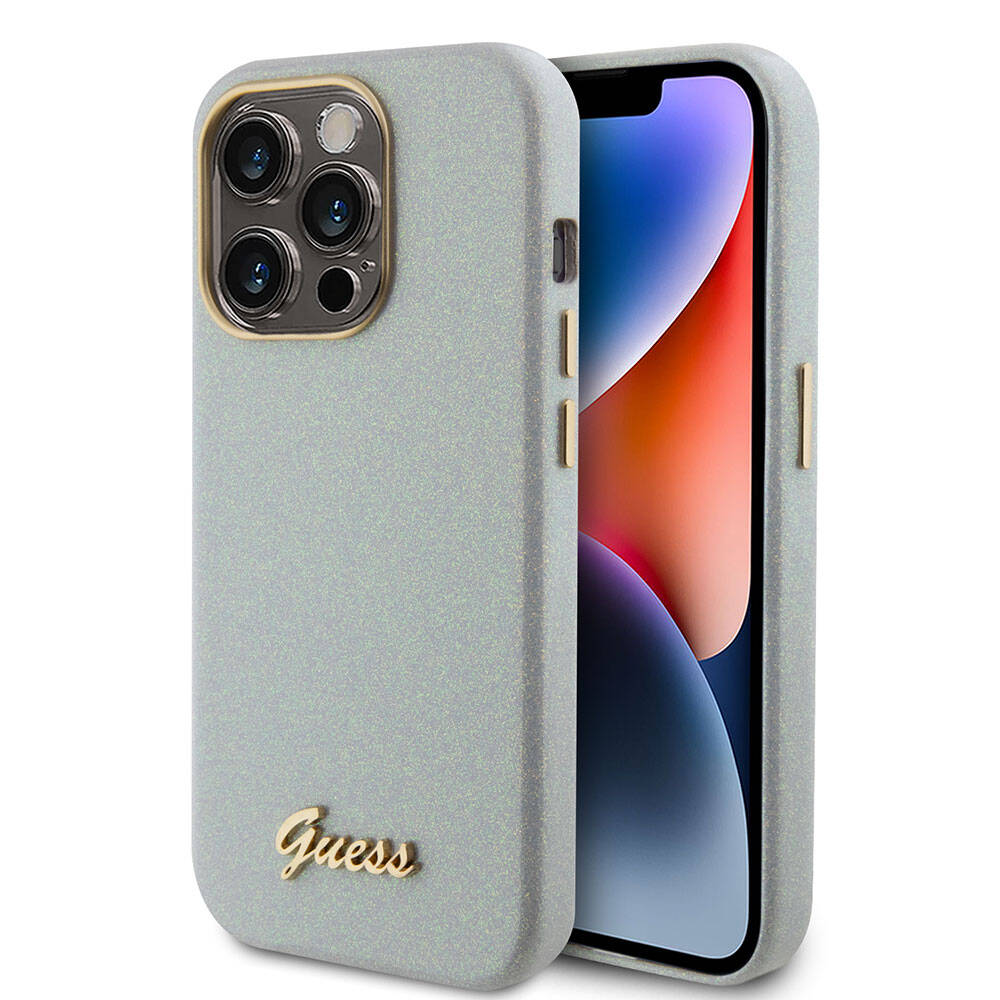 Apple iPhone 15 Pro Max Uyumlu Kılıf Guess Orjinal Lisanslı Yazı Logolu Glitter Glossy Script Kapak - 20