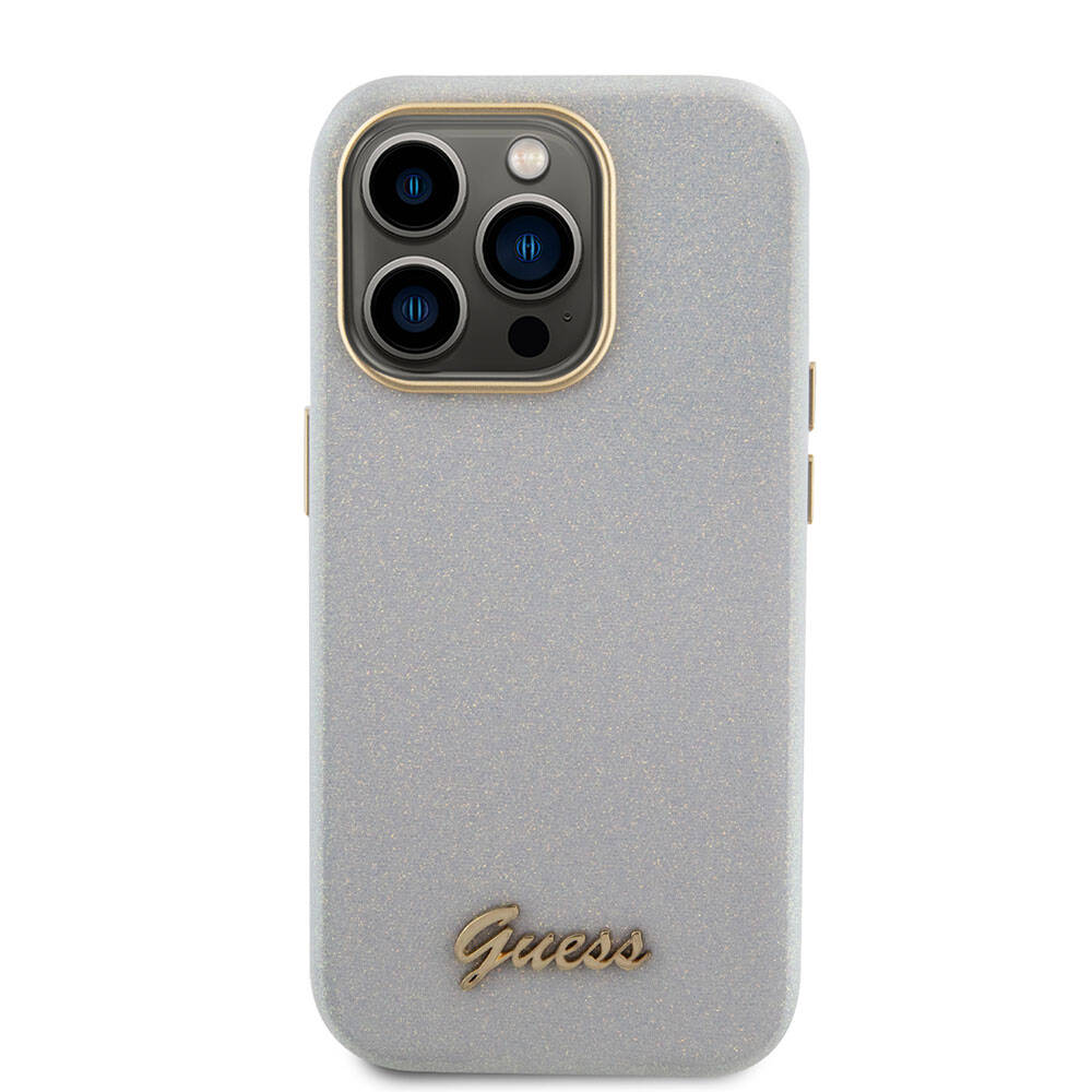 Apple iPhone 15 Pro Max Uyumlu Kılıf Guess Orjinal Lisanslı Yazı Logolu Glitter Glossy Script Kapak - 22