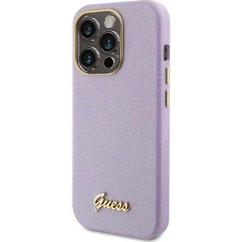 Apple iPhone 15 Pro Max Uyumlu Kılıf Guess Orjinal Lisanslı Yazı Logolu Glitter Glossy Script Kapak