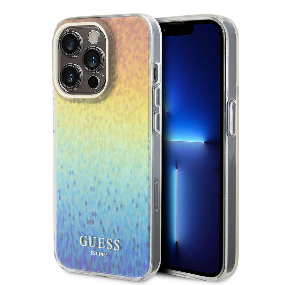 Apple iPhone 15 Pro Uyumlu Kılıf Guess Orjinal Lisanslı Yazı Logolu Mirror Disco Kapak - 7
