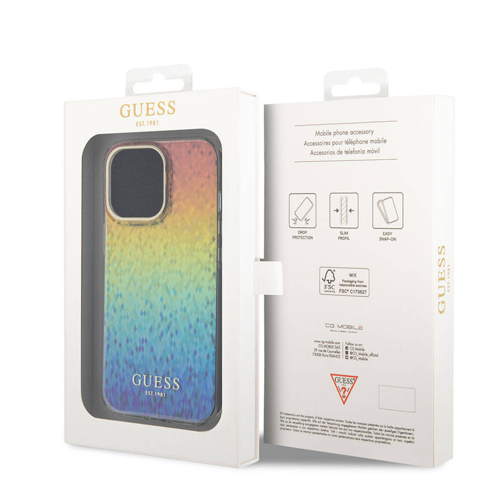 Apple iPhone 15 Pro Uyumlu Kılıf Guess Orjinal Lisanslı Yazı Logolu Mirror Disco Kapak - 13