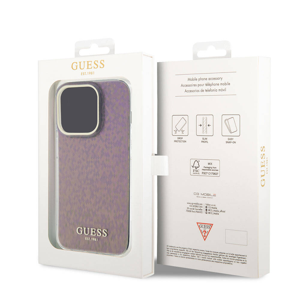 Apple iPhone 15 Pro Uyumlu Kılıf Guess Orjinal Lisanslı Yazı Logolu Mirror Disco Kapak - 27