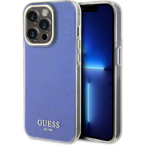 Apple iPhone 15 Pro Uyumlu Kılıf Guess Orjinal Lisanslı Yazı Logolu Mirror Disco Kapak