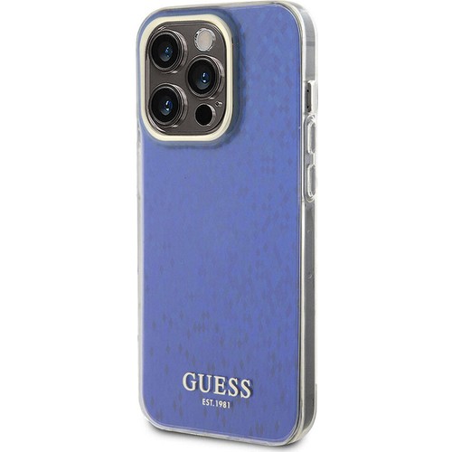 Apple iPhone 15 Pro Uyumlu Kılıf Guess Orjinal Lisanslı Yazı Logolu Mirror Disco Kapak