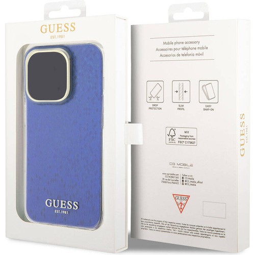 Apple iPhone 15 Pro Uyumlu Kılıf Guess Orjinal Lisanslı Yazı Logolu Mirror Disco Kapak