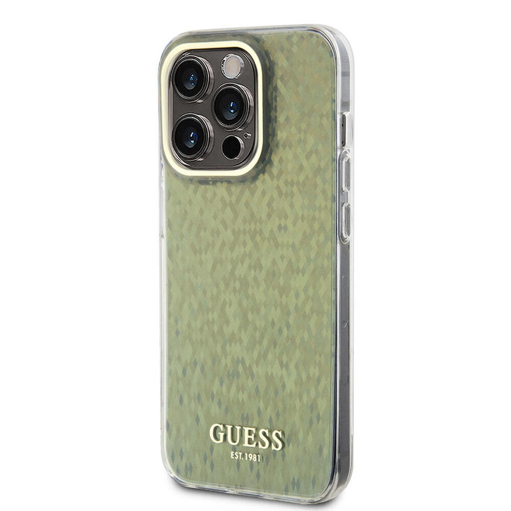 Apple iPhone 15 Pro Uyumlu Kılıf Guess Orjinal Lisanslı Yazı Logolu Mirror Disco Kapak