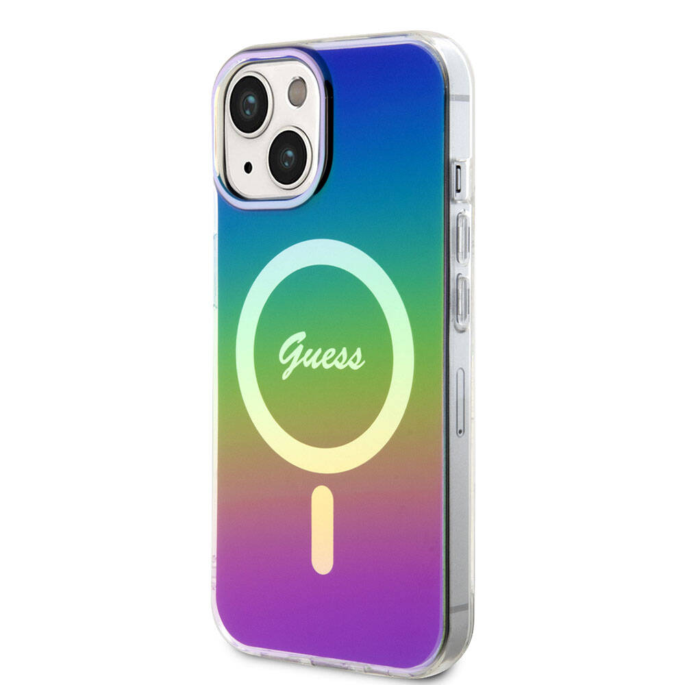 Apple iPhone 15 Uyumlu Kılıf Guess Orjinal Lisanslı Magsafe Şarj Özellikli Yazı Logolu Iridescent Kapak - 1