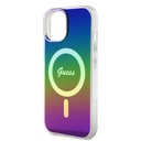 Apple iPhone 15 Uyumlu Kılıf Guess Orjinal Lisanslı Magsafe Şarj Özellikli Yazı Logolu Iridescent Kapak - 4