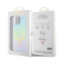 Apple iPhone 15 Uyumlu Kılıf Guess Orjinal Lisanslı Magsafe Şarj Özellikli Yazı Logolu Iridescent Kapak - 13