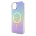 Apple iPhone 15 Uyumlu Kılıf Guess Orjinal Lisanslı Magsafe Şarj Özellikli Yazı Logolu Iridescent Kapak - 18