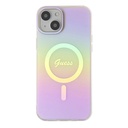 Apple iPhone 15 Uyumlu Kılıf Guess Orjinal Lisanslı Magsafe Şarj Özellikli Yazı Logolu Iridescent Kapak - 23