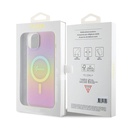 Apple iPhone 15 Uyumlu Kılıf Guess Orjinal Lisanslı Magsafe Şarj Özellikli Yazı Logolu Iridescent Kapak - 27