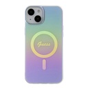 Apple iPhone 15 Plus Uyumlu Kılıf Guess Orjinal Lisanslı Magsafe Şarj Özellikli Yazı Logolu Iridescent Kapak - 16
