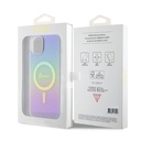 Apple iPhone 15 Plus Uyumlu Kılıf Guess Orjinal Lisanslı Magsafe Şarj Özellikli Yazı Logolu Iridescent Kapak - 20
