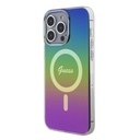Apple iPhone 15 Pro Uyumlu Kılıf Guess Orjinal Lisanslı Magsafe Şarj Özellikli Yazı Logolu Iridescent Kapak - 15