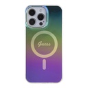 Apple iPhone 15 Pro Uyumlu Kılıf Guess Orjinal Lisanslı Magsafe Şarj Özellikli Yazı Logolu Iridescent Kapak - 16