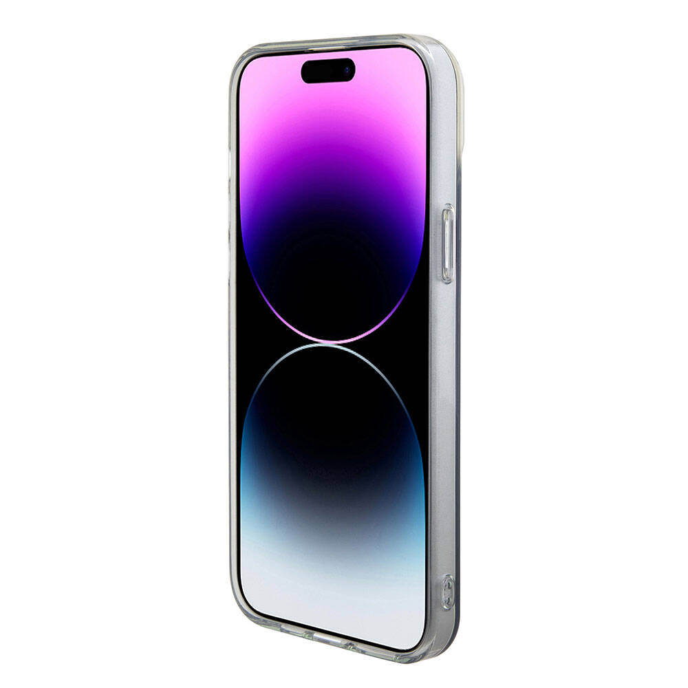 Apple iPhone 15 Pro Uyumlu Kılıf Guess Orjinal Lisanslı Magsafe Şarj Özellikli Yazı Logolu Iridescent Kapak - 17