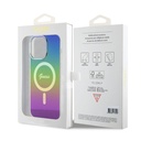 Apple iPhone 15 Pro Uyumlu Kılıf Guess Orjinal Lisanslı Magsafe Şarj Özellikli Yazı Logolu Iridescent Kapak - 20
