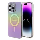 Apple iPhone 15 Pro Uyumlu Kılıf Guess Orjinal Lisanslı Magsafe Şarj Özellikli Yazı Logolu Iridescent Kapak - 21