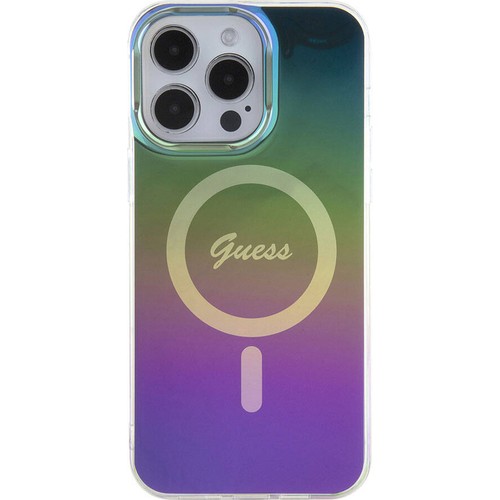 Apple iPhone 15 Pro Uyumlu Kılıf Guess Orjinal Lisanslı Magsafe Şarj Özellikli Yazı Logolu Iridescent Kapak